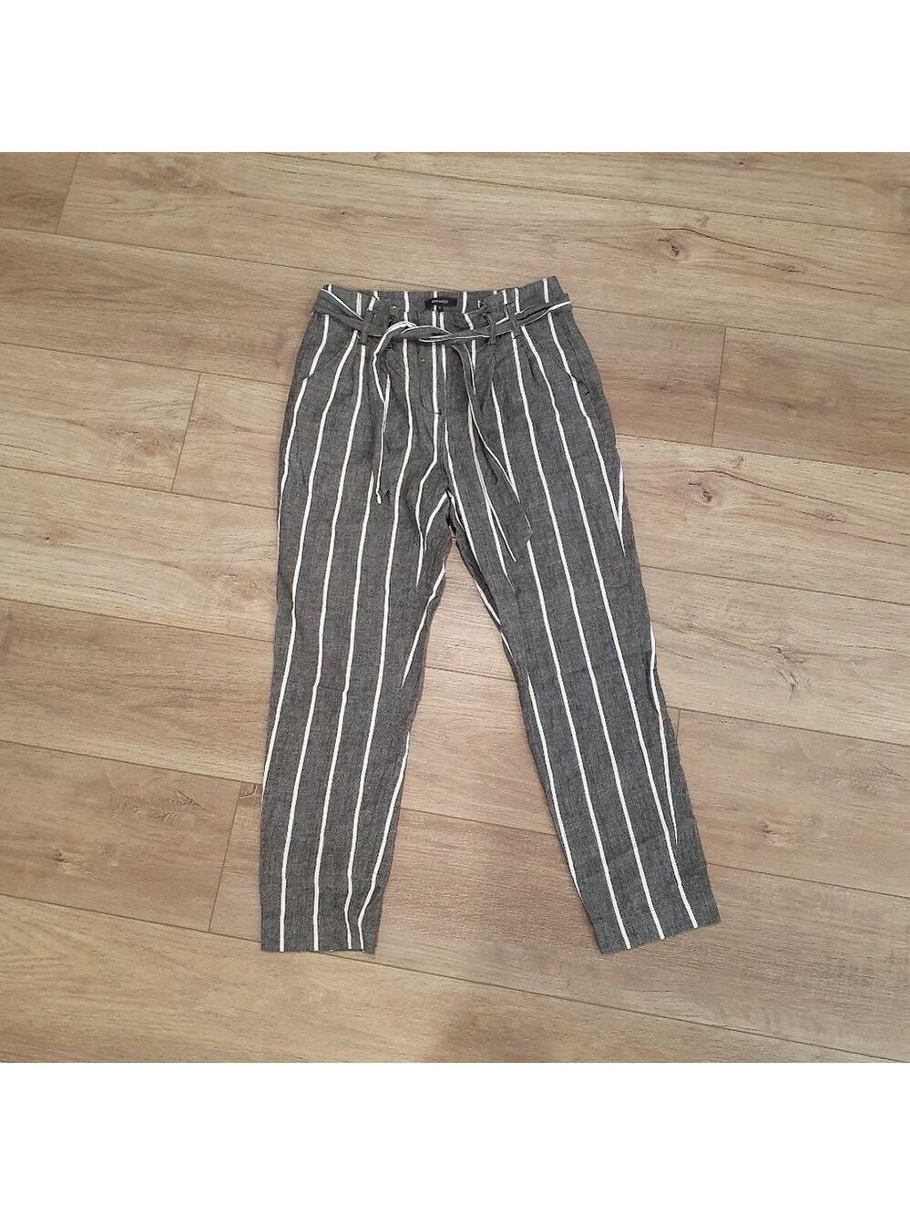 RW&CO High Rise Businesscore/Business Casual Striped Ankle Pant Linen Blend